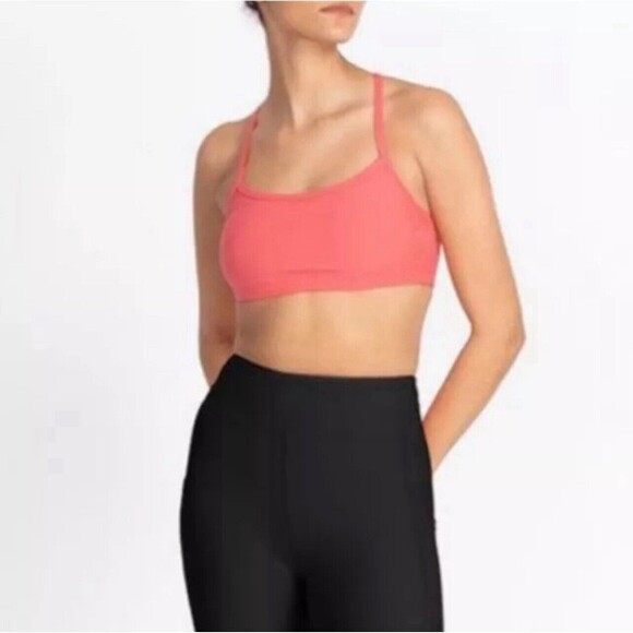 NWT Calme by Johnny Was Sz M Endurance Cross Back Sports Bra Coral Padded Yoga - Picture 2 of 10